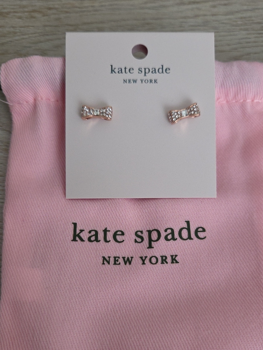 kate spade Rose Gold Bow Crystal Stud Earrings - Pink Accents